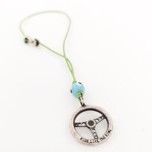 Γούρι αυτοκινήτου ασήμι 925°, τιμόνι αυτοκινήτου και μάτι.