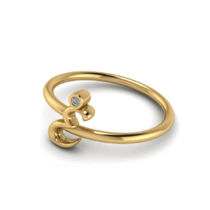 E μονόγραμμα χρυσό δαχτυλίδι με lab grown διαμάντι