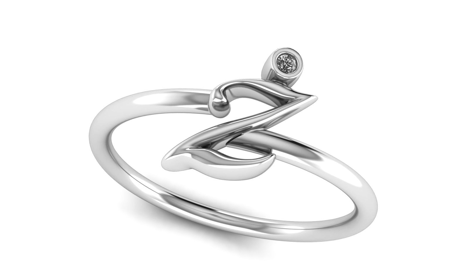 Z μονόγραμμα χρυσό δαχτυλίδι με lab grown διαμάντι - Image 4