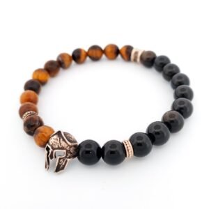 Ασημένιο Βραχιόλι "onyx and tiger eye guardian"