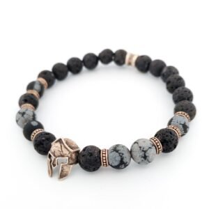 Ασημένιο Βραχιόλι “lava and obsidian guardian”