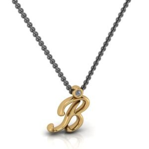 Β μονόγραμμα χρυσό μενταγιόν με lab grown διαμάντι