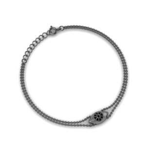 Ασημένιο βραχιόλι μάτι με μαύρα ζιργκόν
