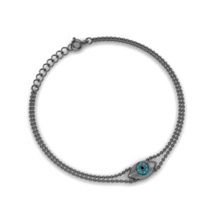 Ασημένιο βραχιόλι μάτι με τυρκουάζ ζιργκόν