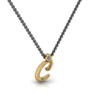 C μονόγραμμα χρυσό μενταγιόν με lab grown διαμάντι