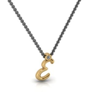 E μονόγραμμα χρυσό μενταγιόν με lab grown διαμάντι