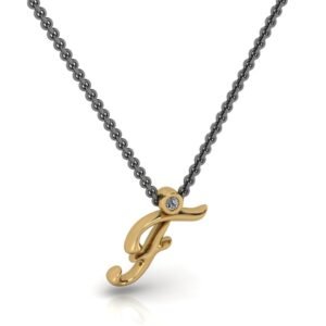 F μονόγραμμα χρυσό μενταγιόν με lab grown διαμάντι