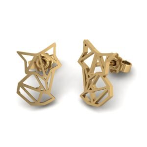 Σκουλαρίκια χρυσά "origami" γάτα