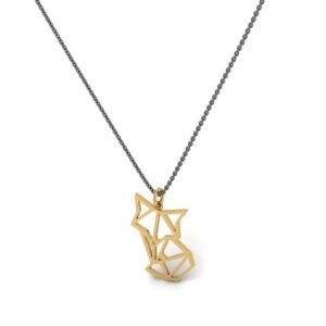 Μενταγιόν χρυσό "origami" γάτα