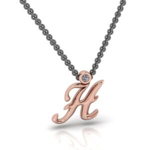 H μονόγραμμα χρυσό μενταγιόν με lab grown διαμάντι