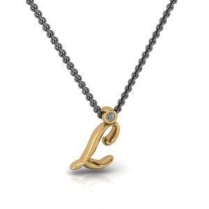 L μονόγραμμα χρυσό μενταγιόν με lab grown διαμάντι