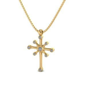 Χρυσό μενταγιόν "polar star" με lab grown διαμάντια