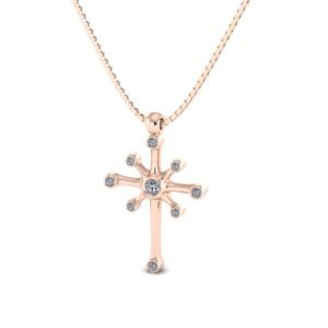 Ροζ μενταγιόν "polar star" με lab grown διαμάντια