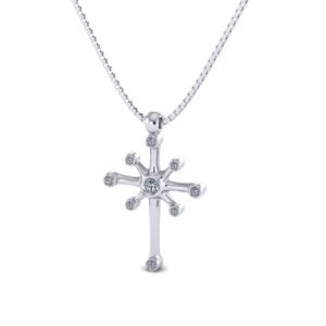 Λευκόχρυσο μενταγιόν "polar star" με lab grown διαμάντια