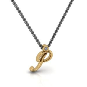 P μονόγραμμα χρυσό μενταγιόν με lab grown διαμάντι