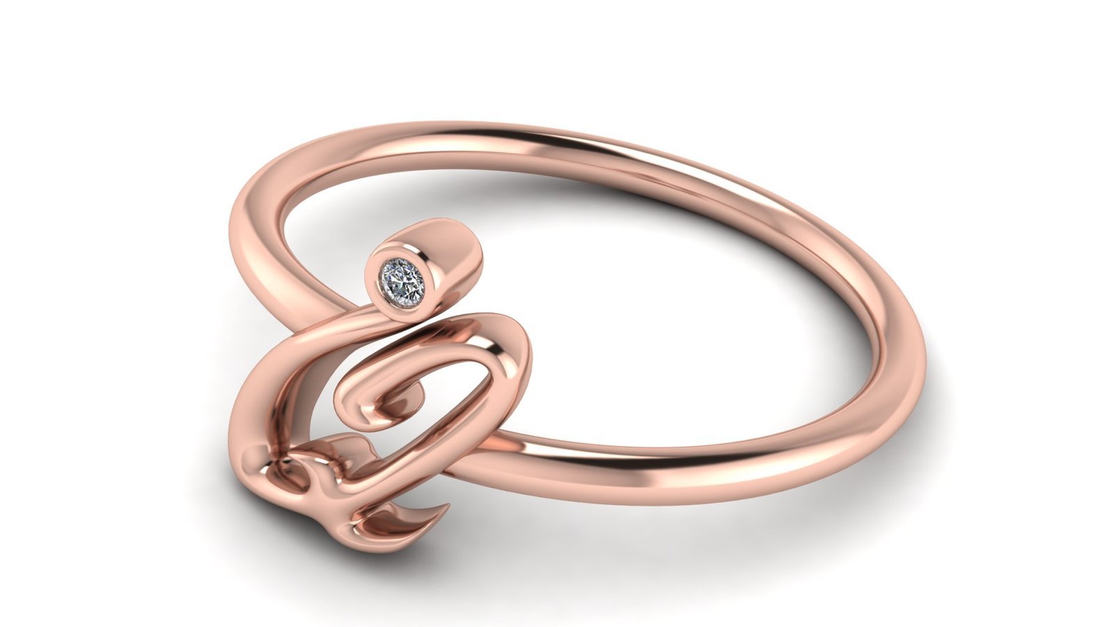 Q μονόγραμμα χρυσό δαχτυλίδι με lab grown διαμάντι - Image 2