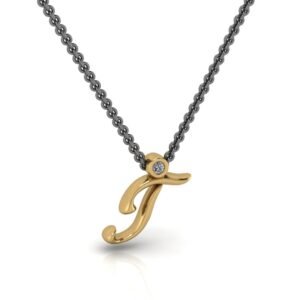 T μονόγραμμα χρυσό μενταγιόν με lab grown διαμάντι