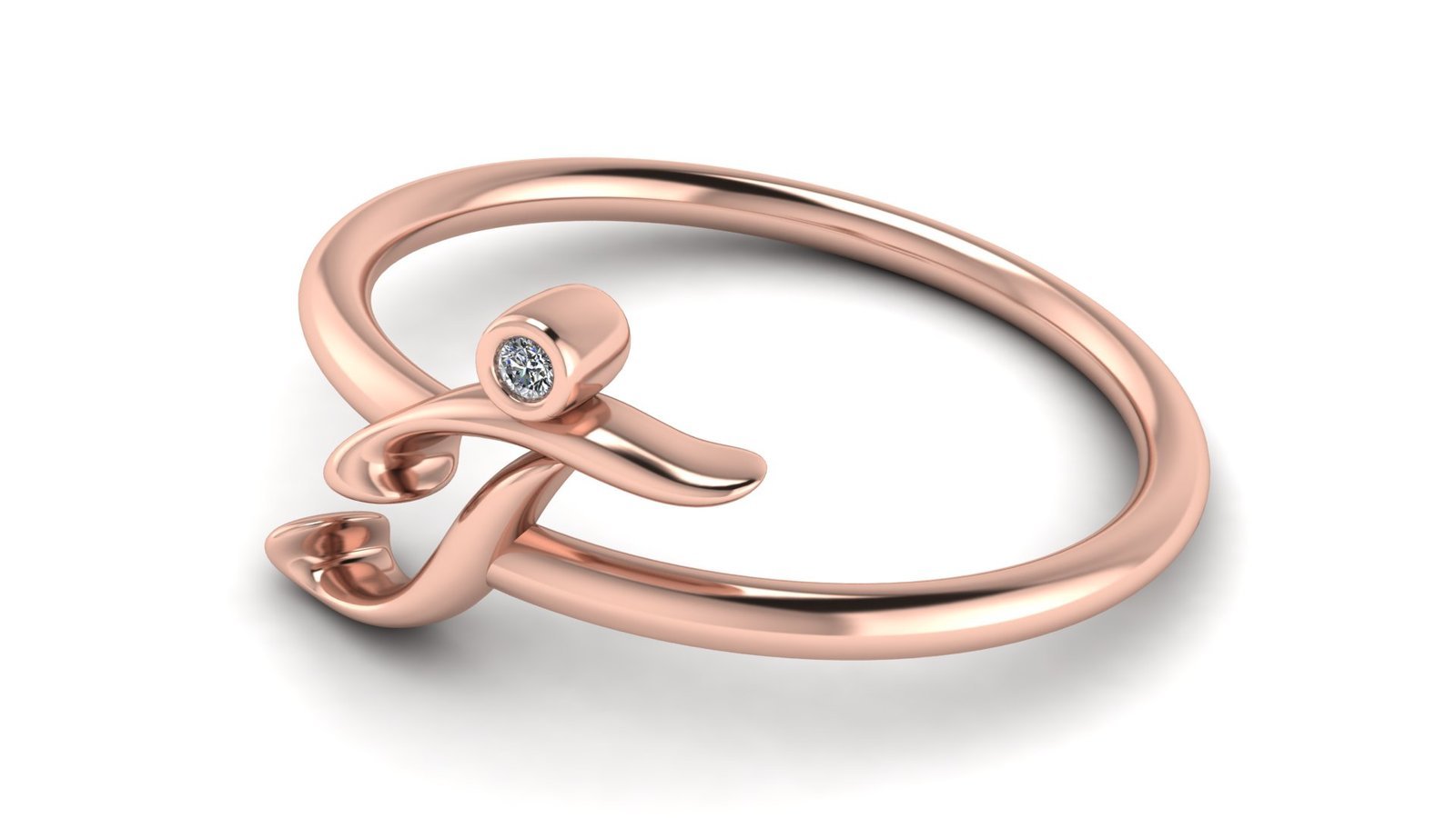 T μονόγραμμα χρυσό δαχτυλίδι με lab grown διαμάντι - Image 2