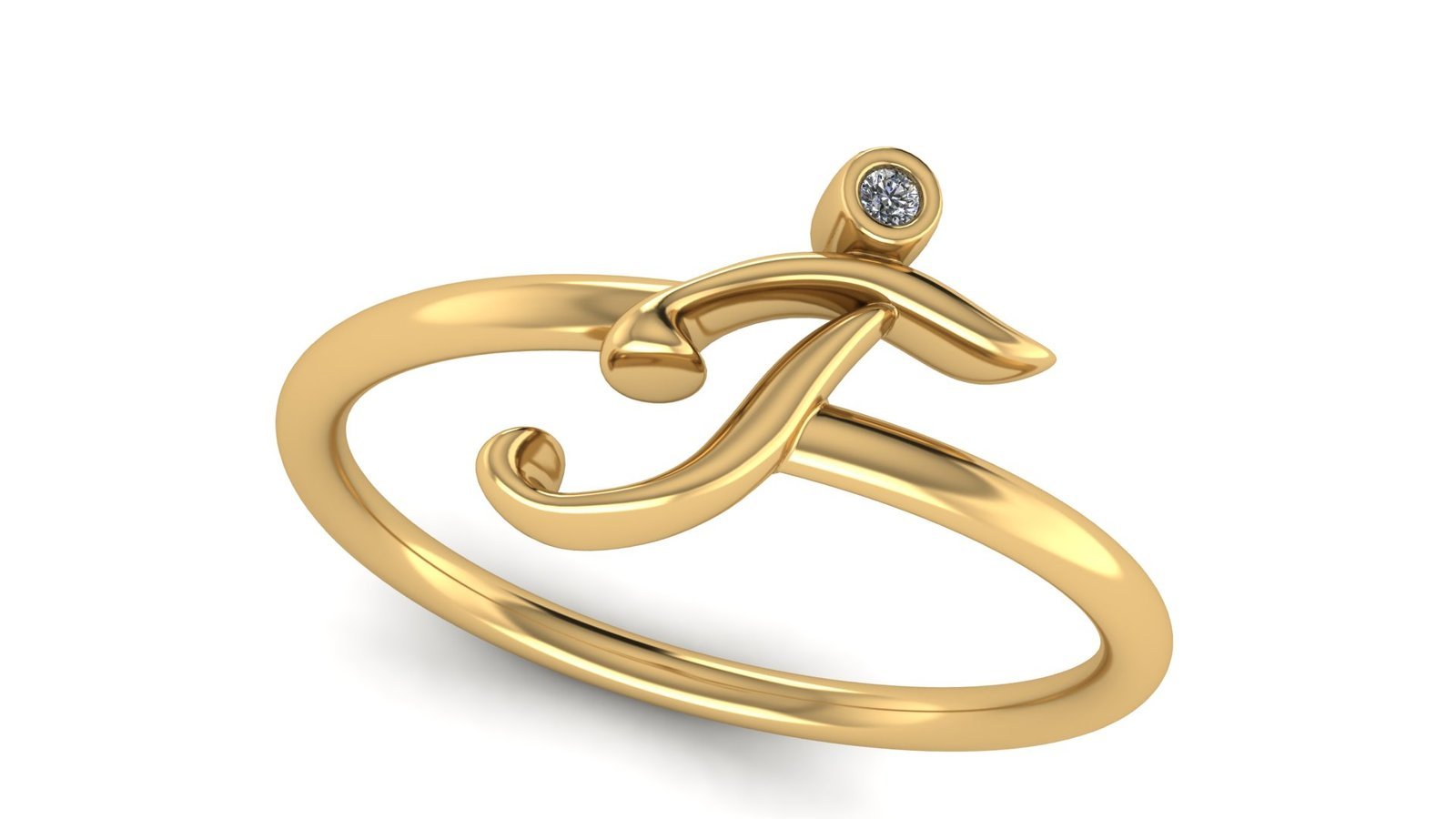 T μονόγραμμα χρυσό δαχτυλίδι με lab grown διαμάντι - Image 3