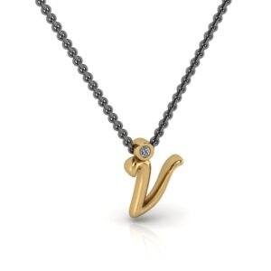 V μονόγραμμα χρυσό μενταγιόν με lab grown διαμάντι