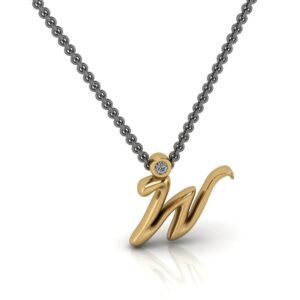 W μονόγραμμα χρυσό μενταγιόν με lab grown διαμάντι