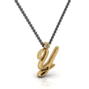 Y μονόγραμμα χρυσό μενταγιόν με διαμάντι lab grown