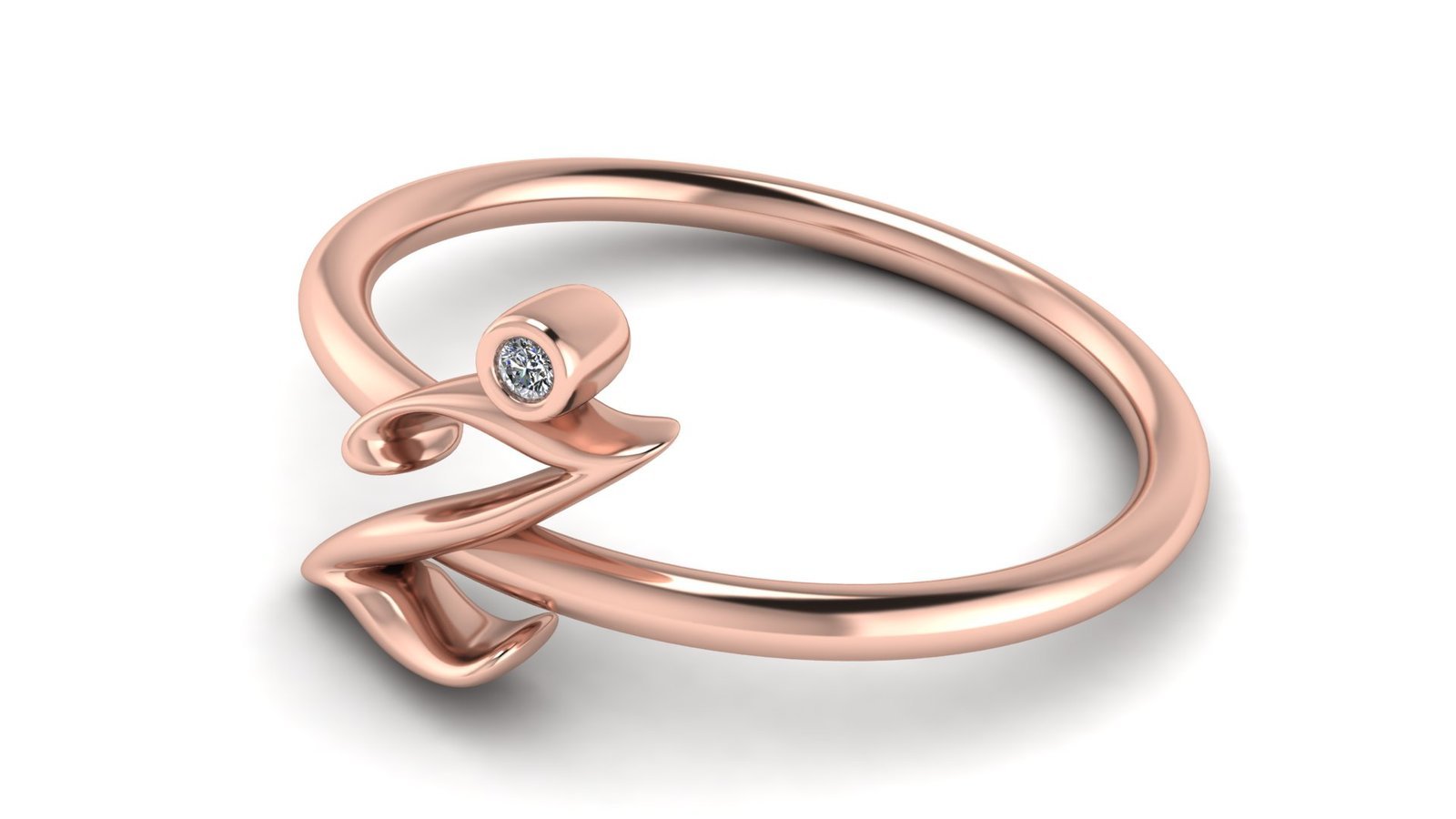 Z μονόγραμμα χρυσό δαχτυλίδι με lab grown διαμάντι - Image 2