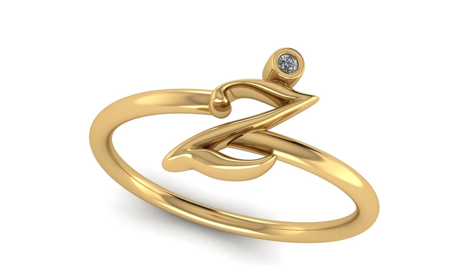 Z μονόγραμμα χρυσό δαχτυλίδι με lab grown διαμάντι - Image 3
